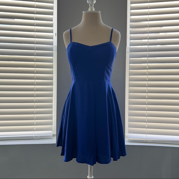 Royal Blue Cut Out Mini Dress - Picture 2 of 6